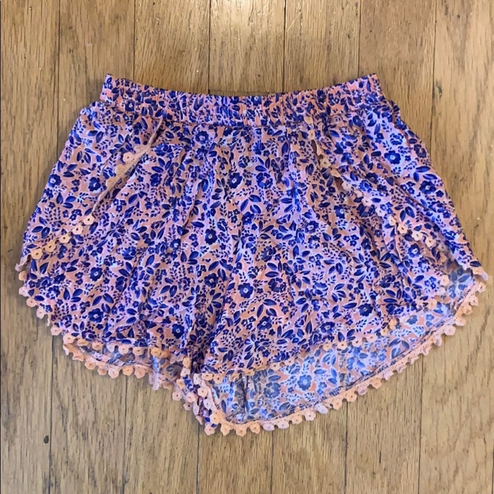 Mika and Gala Pink and Blue Floral Flounce Shorts